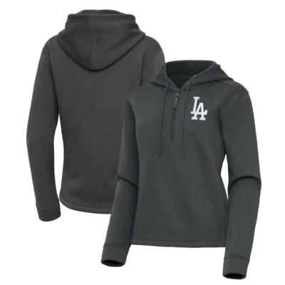 LOS ANGELES DODGERS Antigua Women's Contemporary Quarter-Zip Hoodie - CARBON XL - Image 1 of 4