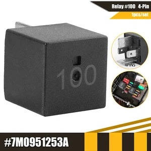 ECU & Fuel Pump 4-Pin Black Relay (No.100) 7M0951253A For VW Audi A3 Seat Skoda - Picture 1 of 7