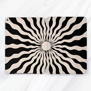 Abstract Black Beige Art Sun Case For iPad 10.2 Air 3 4 5 Pro 9.7 11 12.9 Mini - Picture 1 of 6