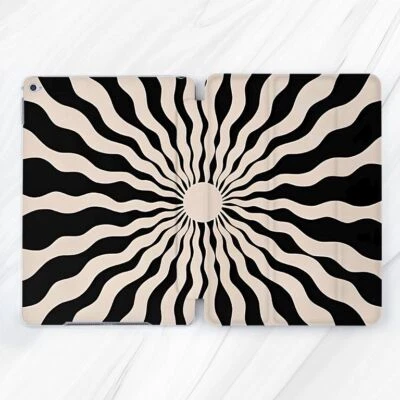 Abstract Black Beige Art Sun Case For iPad 10.2 Air 3 4 5 Pro 9.7 11 12.9 Mini - Image 1 of 4
