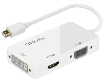 OMORC 3-in-1 Mini DisplayPort (Thunderbolt) to DVI VGA HDMI TV Adapter Cable - Image 1 of 4