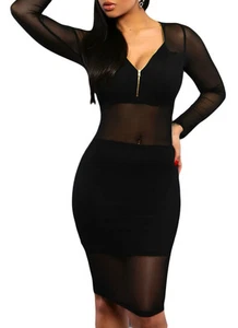 Damen Kleid Damenkleid Abendkleid Sexykleid Langarm Partykleid - Bild 1 von 2