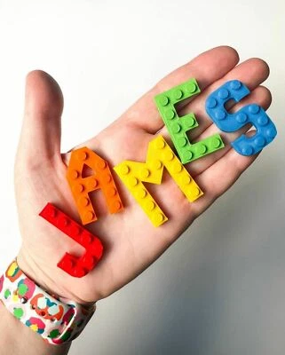 Brick Cake Topper, Personalised Childs Name, Birthday Party Theme Decoration