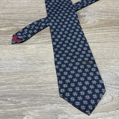 Structure Hashtag # Handmade Luxury 100% Silk Neck Tie Made in USA Blue - Image 1 of 4