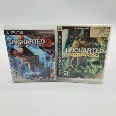 PS3 Uncharted: Drake's Fortune & Uncharted 2: Among Thieves - CIB & TESTED - Image 1 of 4