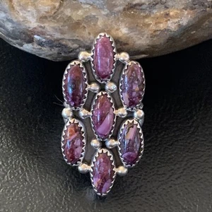 Womens Purple Spiny Oyster Navajo Sterling Silver Cluster Ring Size 6 11555 - Picture 1 of 12
