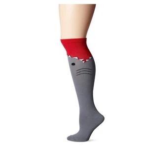 K. Bell Shark Knee High Socks, Medium Gray, Size 4-10, 1 Pair - Picture 1 of 1