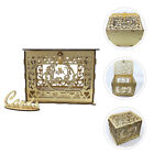 Wooden Wedding Card Box with Lock & Clear Window - Golden