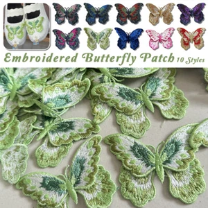 Applique farfalla colorata ricamo toppe adesivi fai da te forniture cucito NUOVO - Foto 1 di 20