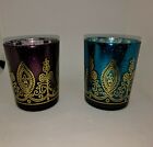Kate Aspen Indian Jewel Henna Glass Votives, Tealight Candle Holders (Set of 2)
