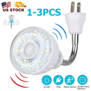 LED Motion-Activated Sensor Night Light AC Outlet Plug-In Wall Stair Lamp Indoor - Picture 1 of 15
