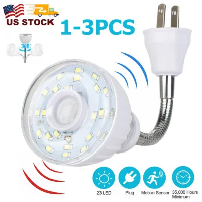 Sensor LED activado por movimiento luz nocturna toma de CA enchufe pared escalera lámpara interior Foto 1 de 4