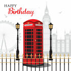 London Landmarks Blank Tracks Happy Birthday Card with Embossed Foil Finish 