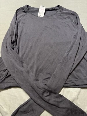 Gym Shark Shirt Medium Black Long Sleeve Cropped Tank Top Activewear Athlesieur - Image 1 of 3