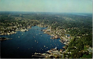 Cartolina d'epoca veduta aerea del porto di Boothbay Maine ME - Foto 1 di 2