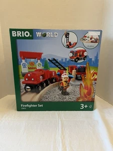 BRIO World Firefighter Train Set Toy 18 Piece 33815 Lights and Sound - Picture 1 of 3