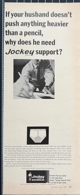 Roupa íntima masculina Jockey "Whitey Tighties" suporte masculino estampa vintage anúncio 1966 - Imagem 1 de 4