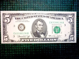 1974 Fancy Serial Number $5 Dollar Bill Radar Palindrome 4 Pair 4 Unique Numbers - Picture 1 of 8