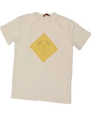 TRUSSARDI JEANS Mens Graphic T-Shirt Top Small White BQ18 - Image 1 of 3