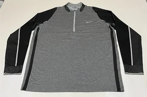 Nike Golf Mens Large Gray Black Engineered 1/2 Zip Top  Performance 746072-010 - Picture 1 of 9
