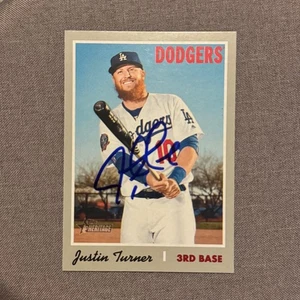 JUSTIN TURNER Signed Autographed 2019 Topps Heritage Baseball Card Dodgers #174 - Picture 1 of 1