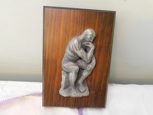 Auguste Rodin The Thinker Pewter Wood Hanging Picture - Picture 1 of 6