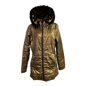 The North Face Parka Jacke mit Kapuze Damen L Gold Und Schwarz Neu - Bild 1 von 14