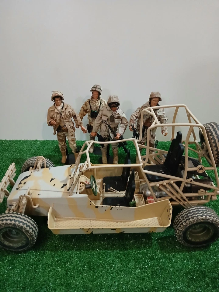 4 GI JOE's w/Tactical Camouflage Dune Buggy Vintage 24" Desert Vehicle LOT - Image 1 of 4