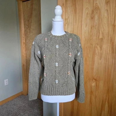 vintage años 90 lizwear suéter verde floral bordado coqueta Foto 1 de 4