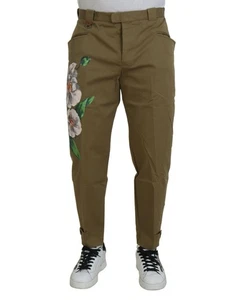 Dolce & Gabbana Floral Print Cotton Pants Men Beige - Picture 1 of 7