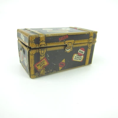 Vintage Marx Tin Litho Toy Miniature Travel Steamer Trunk Luggage Decals 1930s - Image 1 of 4
