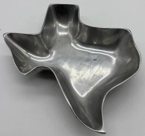 Texas Shaped 8”x 7” Cast Aluminum Bowl Made in Mexico MCM Silver Retro - Picture 1 of 3
