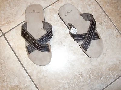 NWOB~STACY ADAMS~Brown Leather Slides Slip-ons Flip Flop Sandals size 13M NICE! - Image 1 of 4
