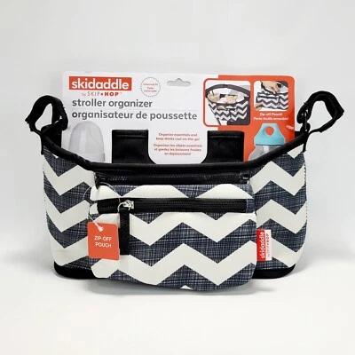 Organizador Cochecito Skidaddle Negro Rayas Patrón Chevron Cremallera Bolsa Ajustable Foto 1 de 4