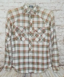 Vintage 70s Gap Mens Size Medium Shirt Button Up Brown Green Plaid - Picture 1 of 12
