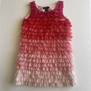 GAP Kids Dress Girls XS 4 5 Shift Tiered Tulle Ruffles Ombre Pink Formal Wedding - Picture 1 of 6