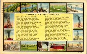 Vintage Postcard OK Down in Oklahoma Poem Multi View Linen Posted 1942 - Picture 1 of 3