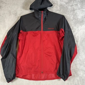 Marmot Ion Windshirt Red Black Fullzip Hooded Windbreaker Men's Sz M - Picture 1 of 8