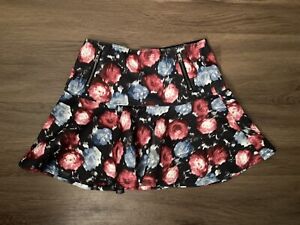 Girls Black Pink Floral ABERCROMBIE  kids Skater Skirt  XL Zipper Pockets