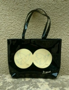 Sac Cabas Vinyl Noir Pablo Picasso Colombe Bleue Dove Blue - Picture 1 of 11