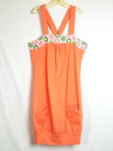 Kenzo  Girls Orange Jungle  Two Pocket Cross Strap Jersey Style Dress Size Small - Picture 1 of 7