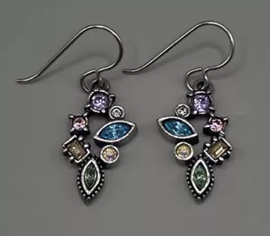 Patricia Locke Women’s Earrings Pierced Silver Plated Swarovski Crystals 2007 - Picture 1 of 8