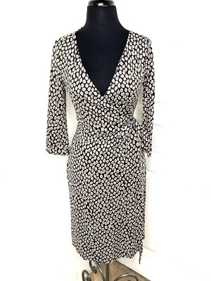 Vestido Diane von FURSTENBERG DVF Nuevo Julian Punto Dorado Estampado Ikat Verdadero Envolvente 4 S De Colección Foto 1 de 4