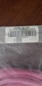 Lot of 2 Belkin A3X126-08-PNK CAT 5 UTP Crossover Cable, Pink 8', Crimped - Picture 1 of 2