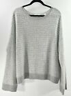 NEW Vince Texture Grid Wool & Cashmere Blend Sweater in Gray - L #S1922