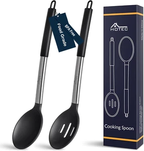 Heat Resistant Large Silicone Cooking Spoon, Solid Slotted Spoons, Nonstick K... - Picture 1 of 1
