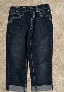 Justice Capri Jeans Girls size 10R Denim Cuffed Stretch Blue