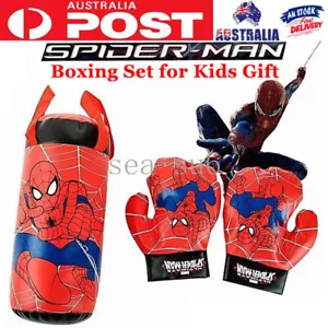 Kids Punching Bag Boxing Gloves Spiderman Kick Training Tumbler Sandbag Toy Gift - Picture 1 of 18