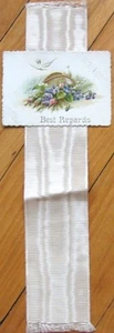 Bookmark on Silk Ribbon w/Calling Card - c. 1900 Color Litho - Picture 1 of 1