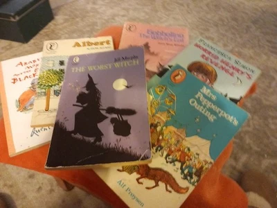 6 Vintage Bks 4 Puffin 80s  Dolphin 1 F L Worst Witch Albert Gobbnlino Pepperpot - Image 1 of 4